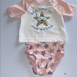 Girl 2 piece rash guard bathing suit! 12-18 month!